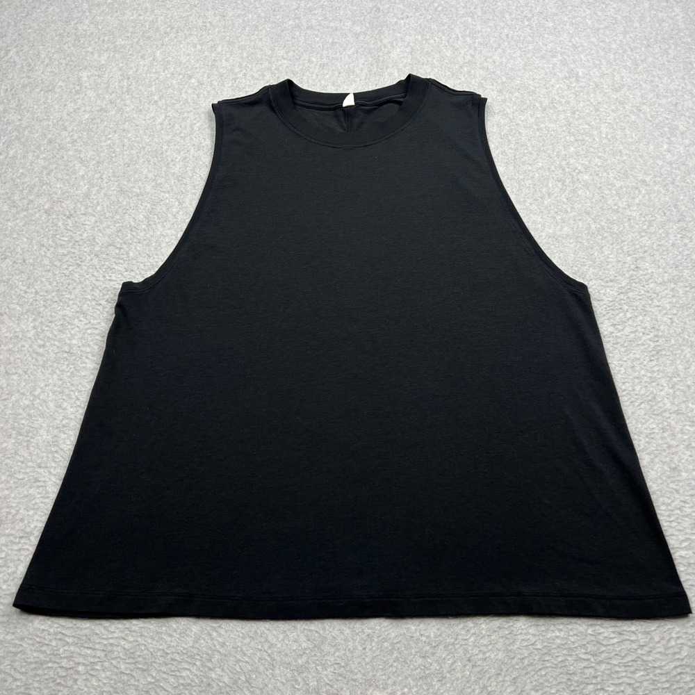 Lululemon Training Tank Women's 12 Black Pima Cotton Boxy Relaxed Loose Fit Top